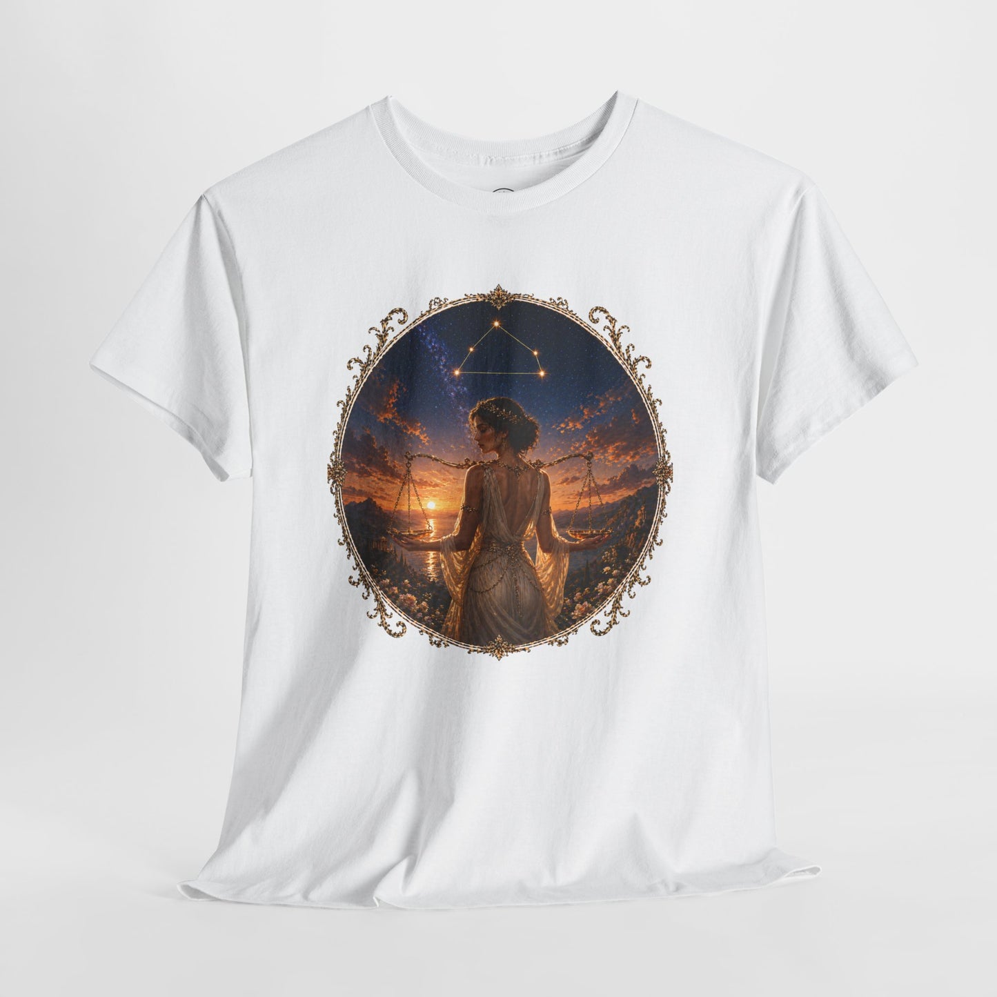Libra Zodiac T-Shirt – Balance Scales Aesthetic Design | Elegant Astrology Tee