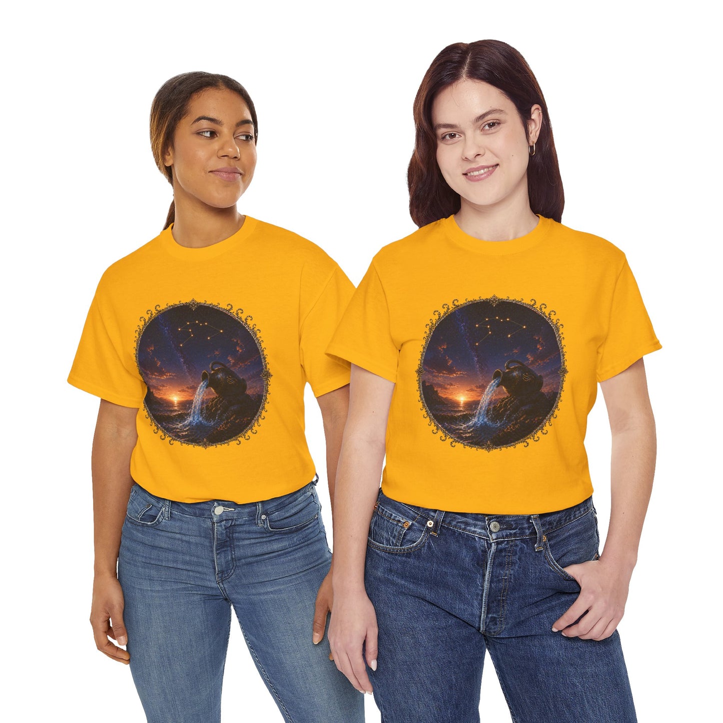 Aquarius Zodiac T-Shirt – Water Bearer Cosmic Design | Unique & Visionary Astrology Tee
