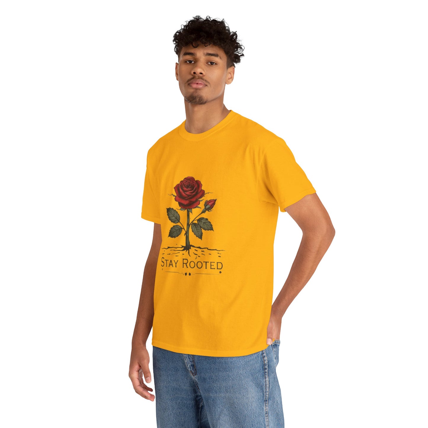 Stay Rooted Rose T-Shirt – Minimalist Nature Graphic Tee, Unisex Botanical Shirt, Nature Lover Gift