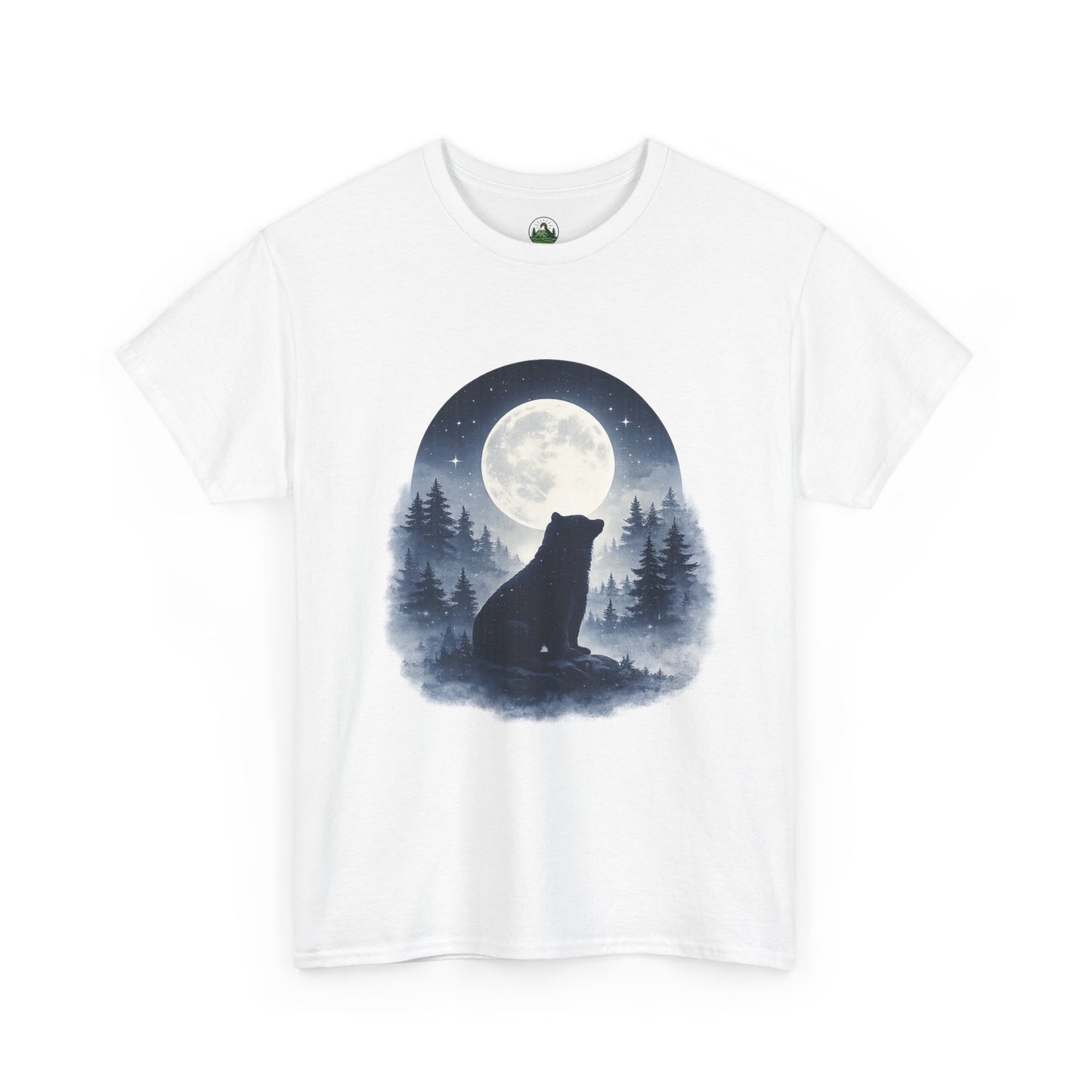 Mystic Bear Silhouette T-Shirt – Minimalist Nature Graphic Tee, Forest Spirit Design, Wildlife Lover Shirt