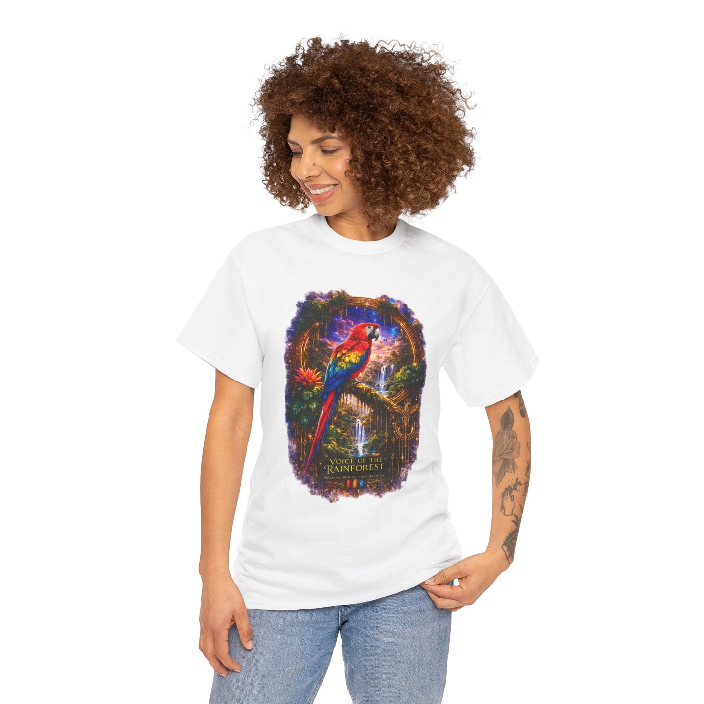 Scarlet Macaw T-Shirt – Tropical Rainforest Cosmic Design | Exotic Bird Wildlife Tee