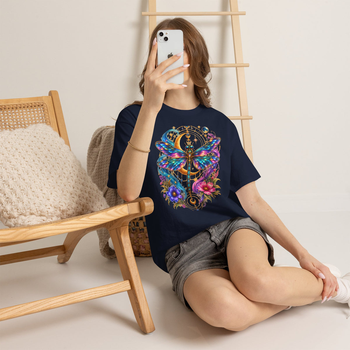 Celestial Dragonfly T-Shirt – Moon & Wildflower Nature Tee