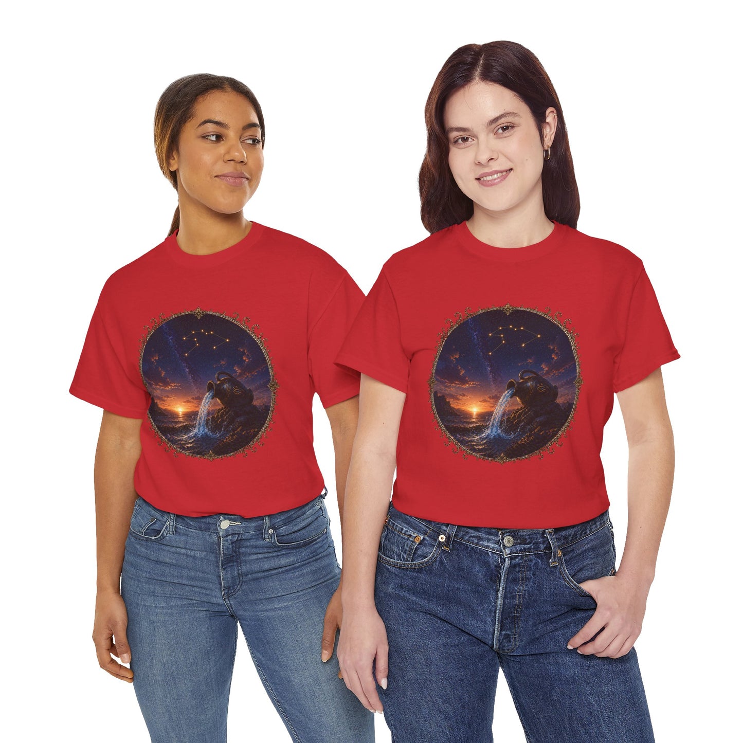 Aquarius Zodiac T-Shirt – Water Bearer Cosmic Design | Unique & Visionary Astrology Tee
