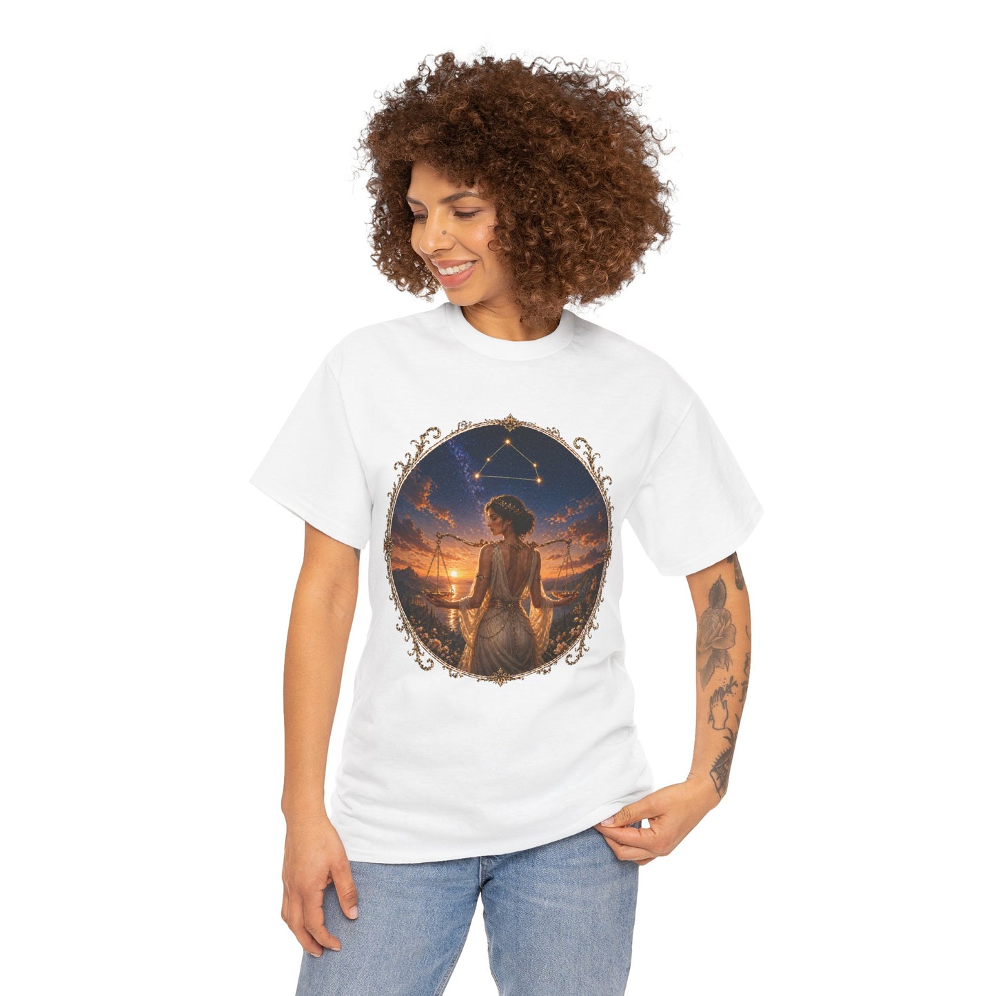 Libra Zodiac T-Shirt – Balance Scales Aesthetic Design | Elegant Astrology Tee