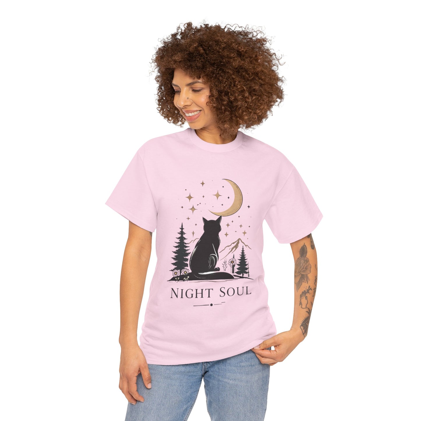 Black Cat Moon T-Shirt – Night Soul Aesthetic Tee, Minimalist Cat Lover Shirt