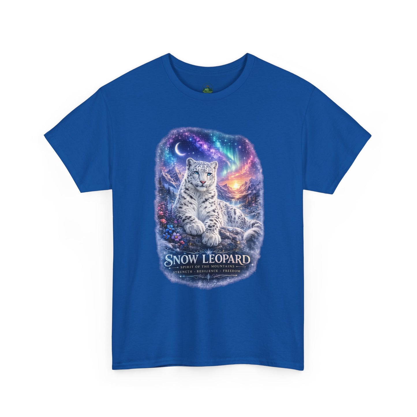 Snow Leopard T-Shirt – Mystic Mountain Wildlife Design | Cosmic Big Cat Graphic Tee