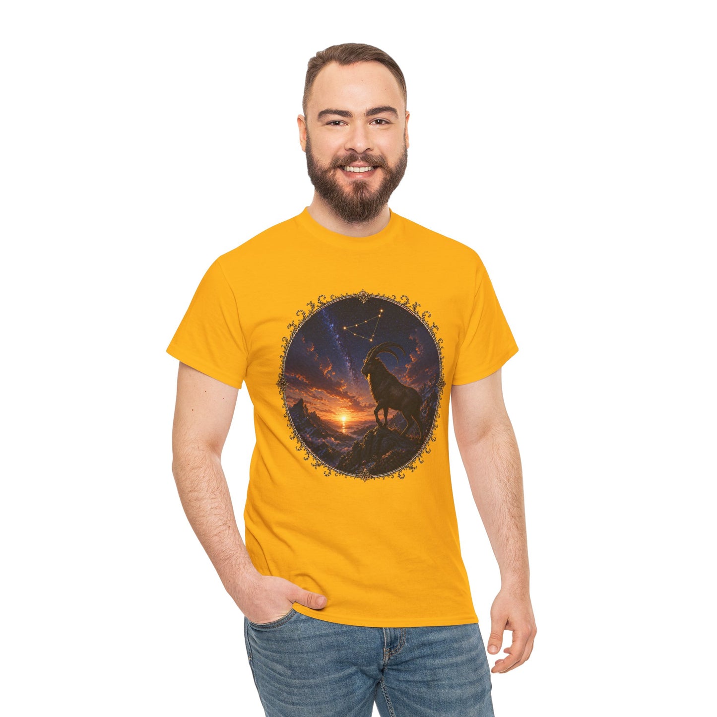 Capricorn Zodiac T-Shirt – Mountain Goat Ambition Design | Minimal Power Astrology Tee