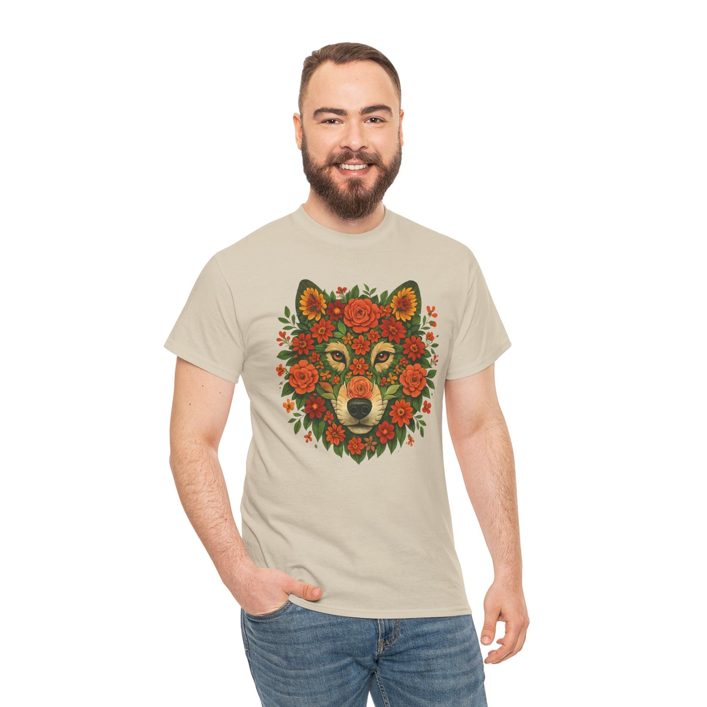 Floral Animal Portrait T-Shirt – Nature Art Aesthetic Tee