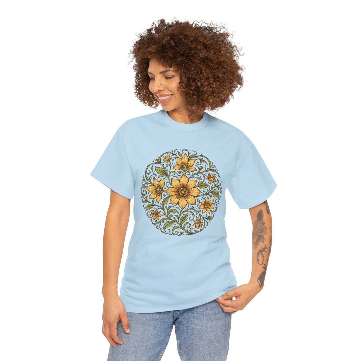 Spring Awakening Mandala T-Shirt – Boho Floral Aesthetic Tee
