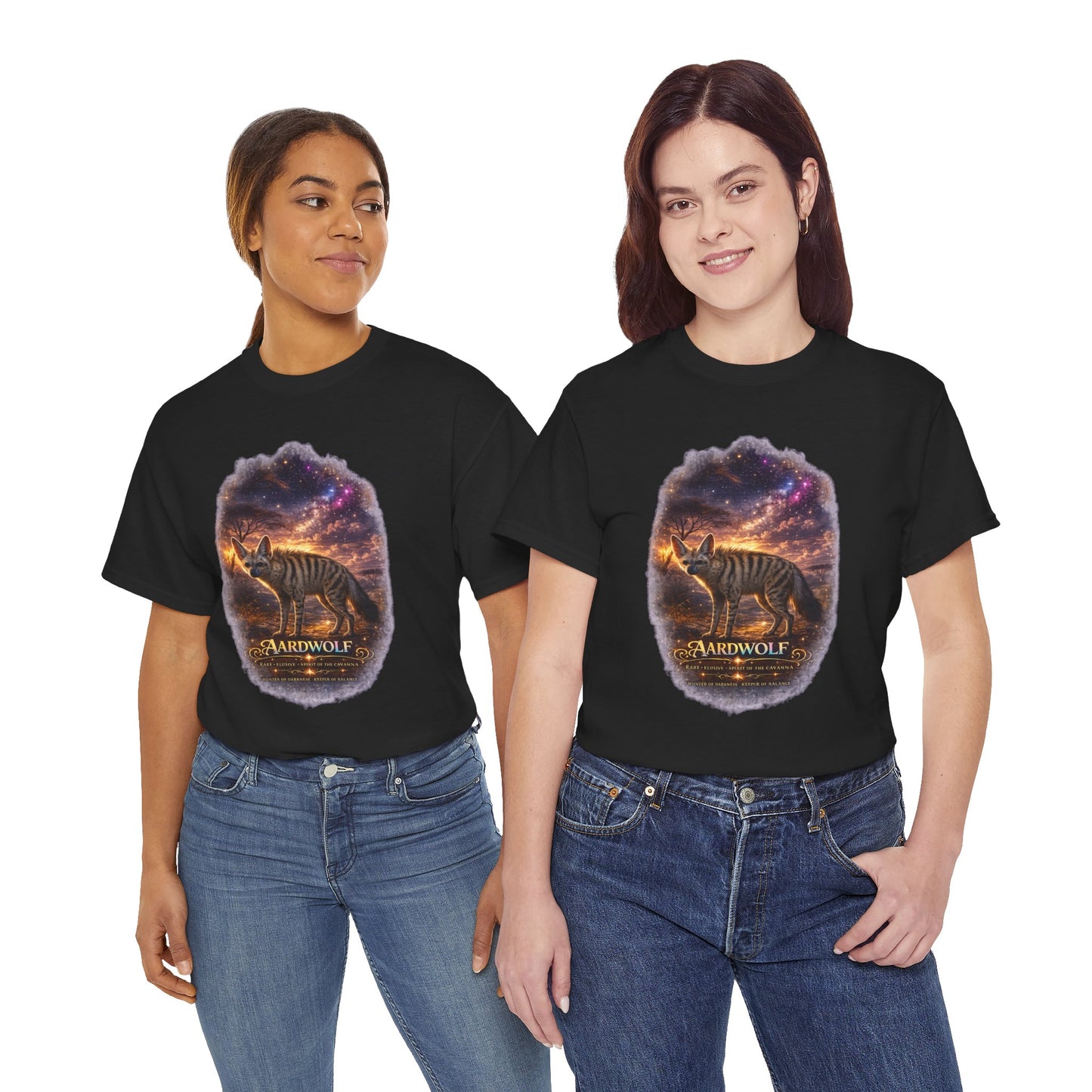 Aardwolf T-Shirt – Mystic Night Wildlife Design | Rare Cosmic Animal Graphic Tee