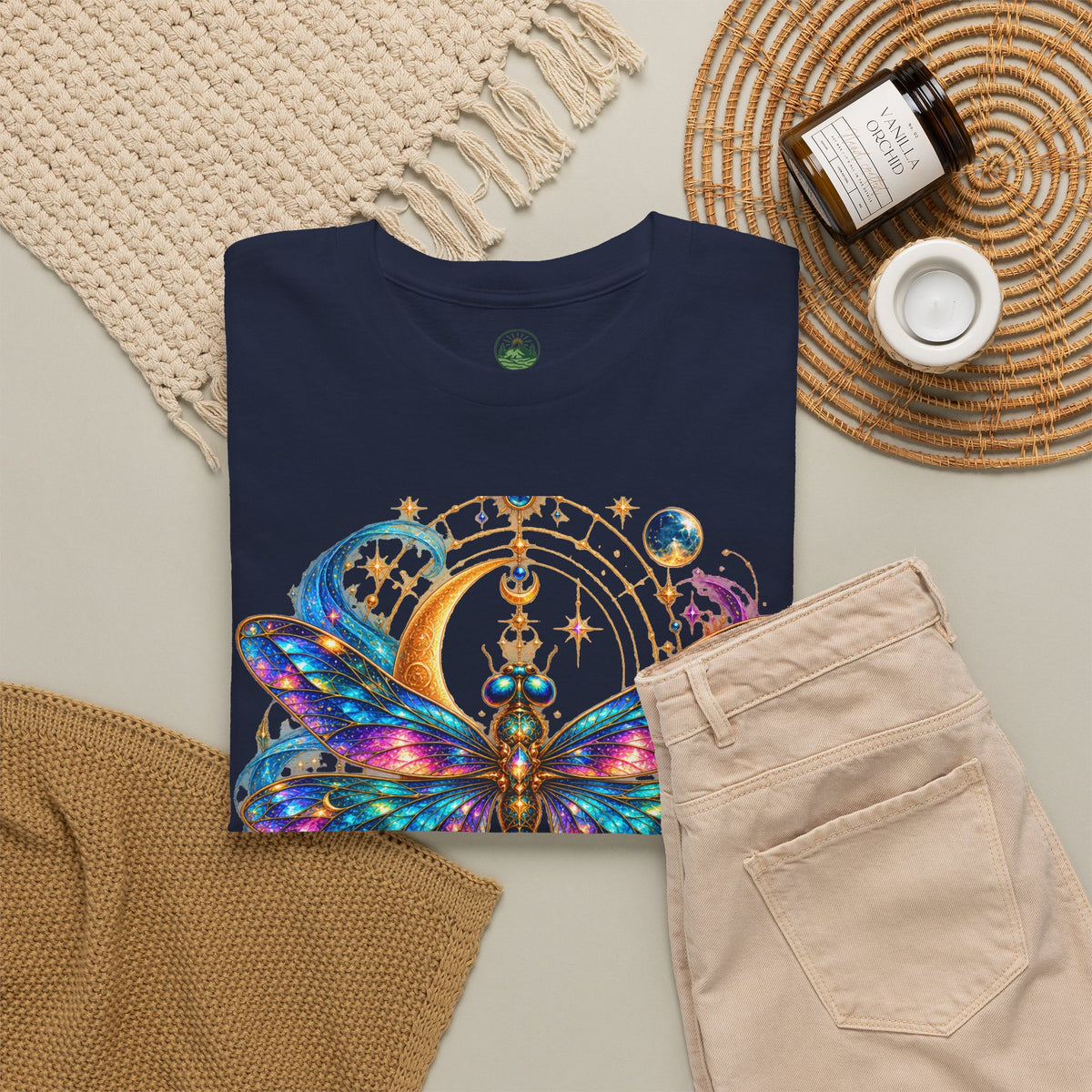 Celestial Dragonfly T-Shirt – Moon & Wildflower Nature Tee
