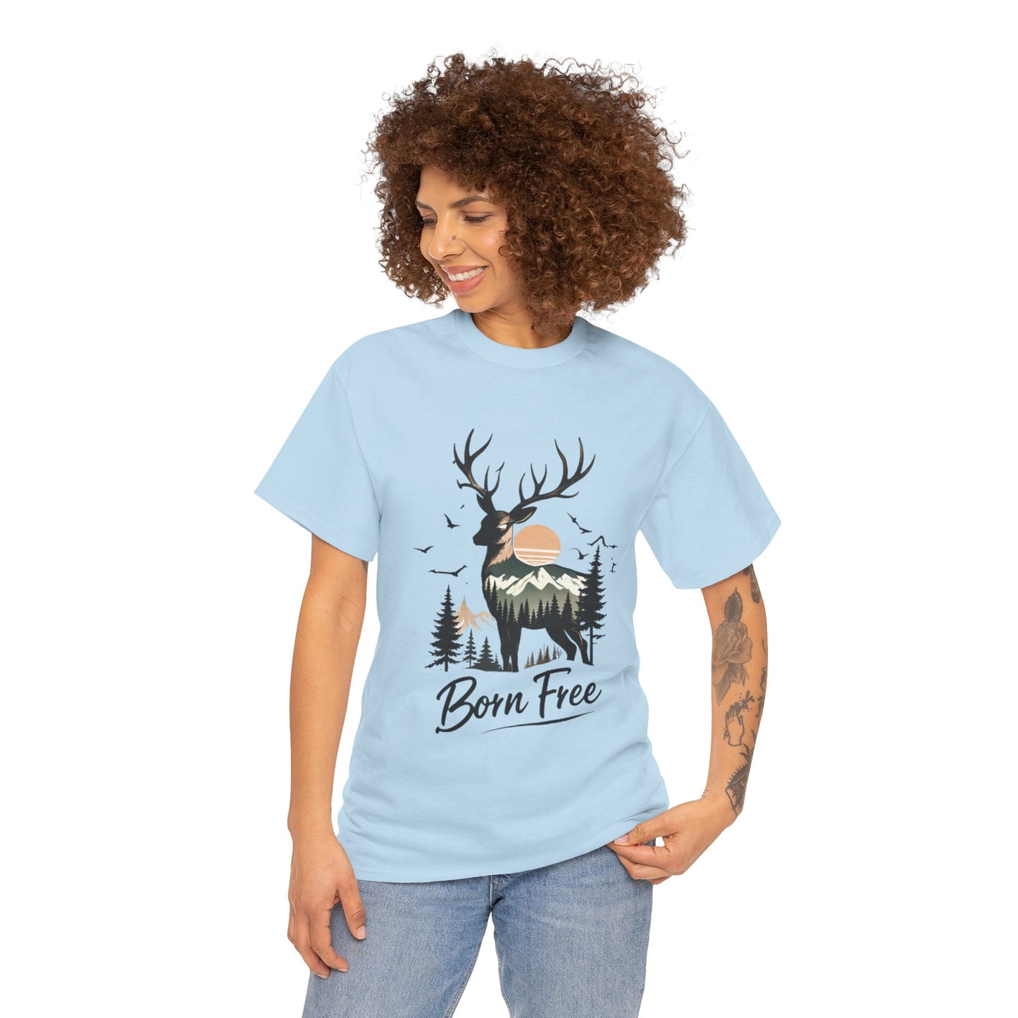 Minimalist Deer Nature T-Shirt – Forest Wildlife Graphic Tee, Calm Aesthetic Shirt
