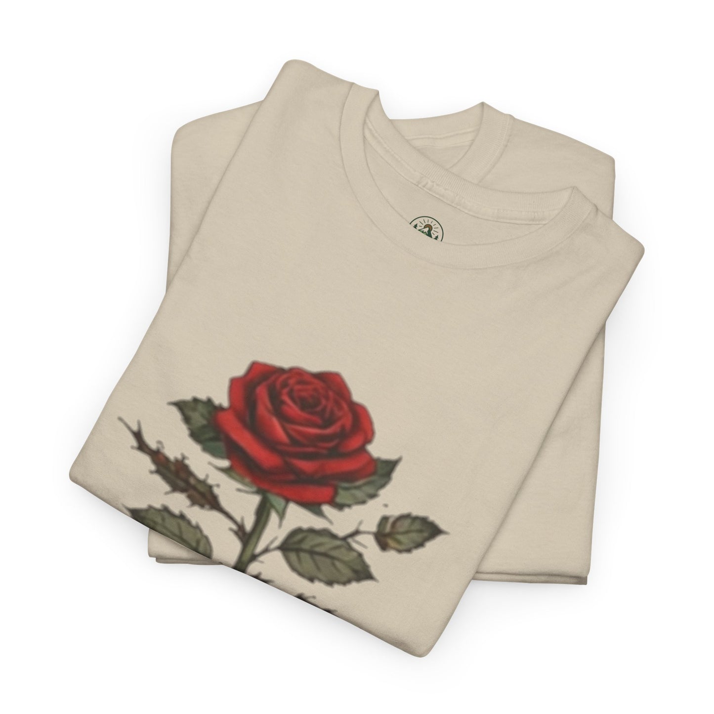 Thorns & Beauty Rose T-Shirt – Minimalist Floral Graphic Tee, Aesthetic Rose Design, Elegant Botanical Shirt