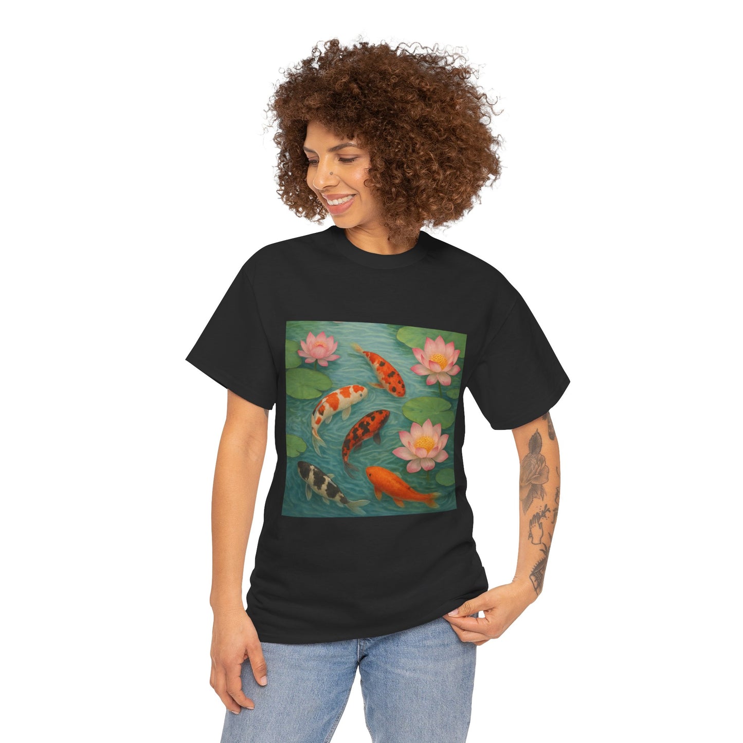 Koi Fish Lotus Pond T-Shirt – Zen Nature Aesthetic Tee
