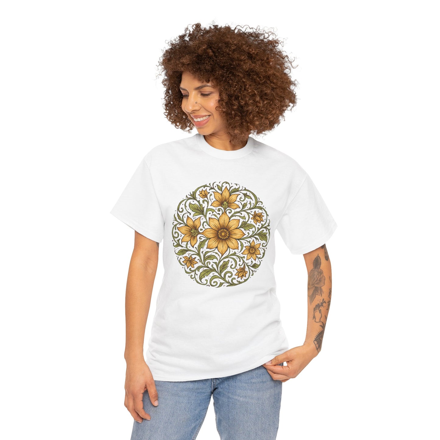 Spring Awakening Mandala T-Shirt – Boho Floral Aesthetic Tee