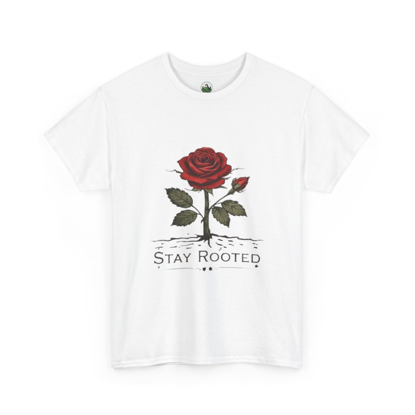 Stay Rooted Rose T-Shirt – Minimalist Nature Graphic Tee, Unisex Botanical Shirt, Nature Lover Gift