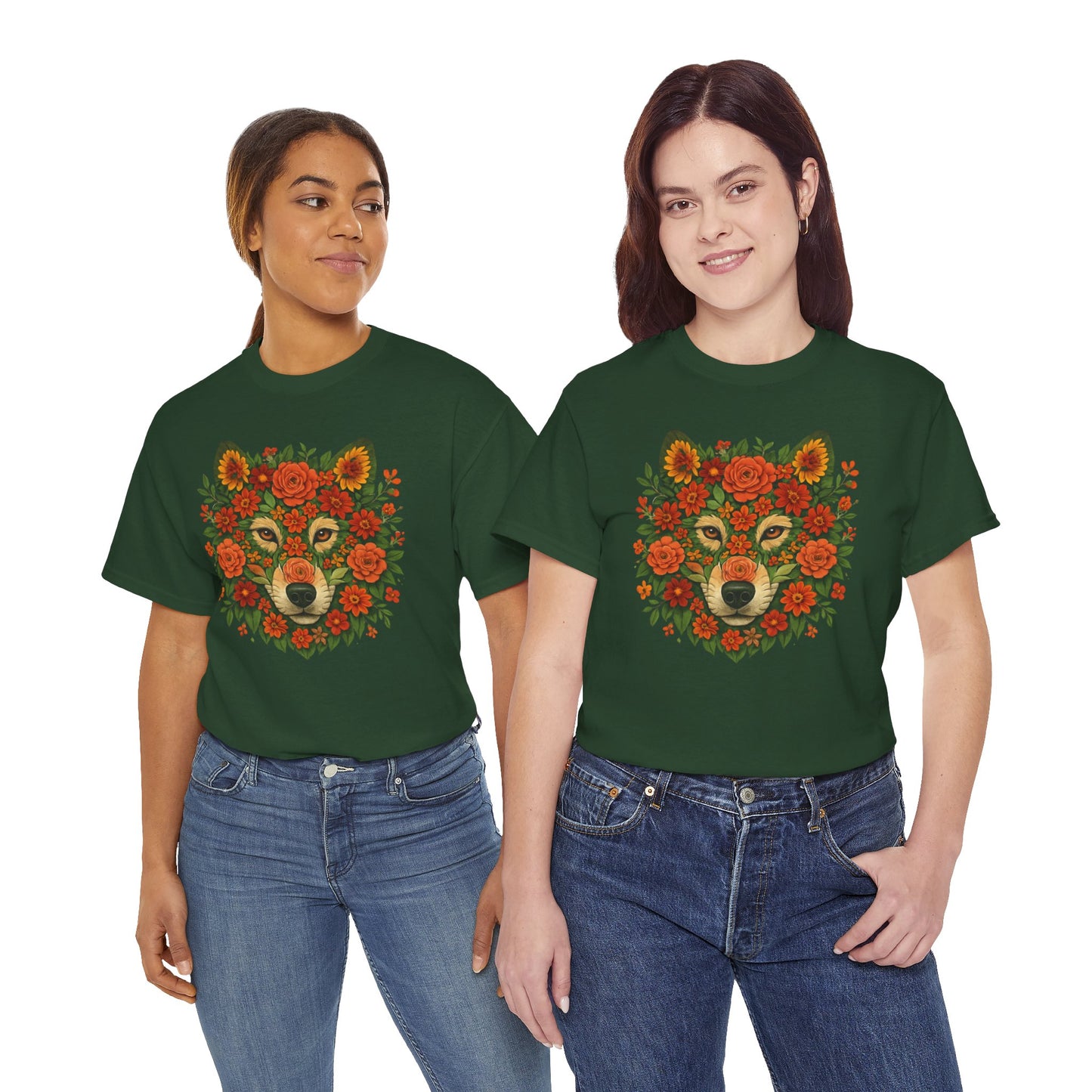 Floral Animal Portrait T-Shirt – Nature Art Aesthetic Tee