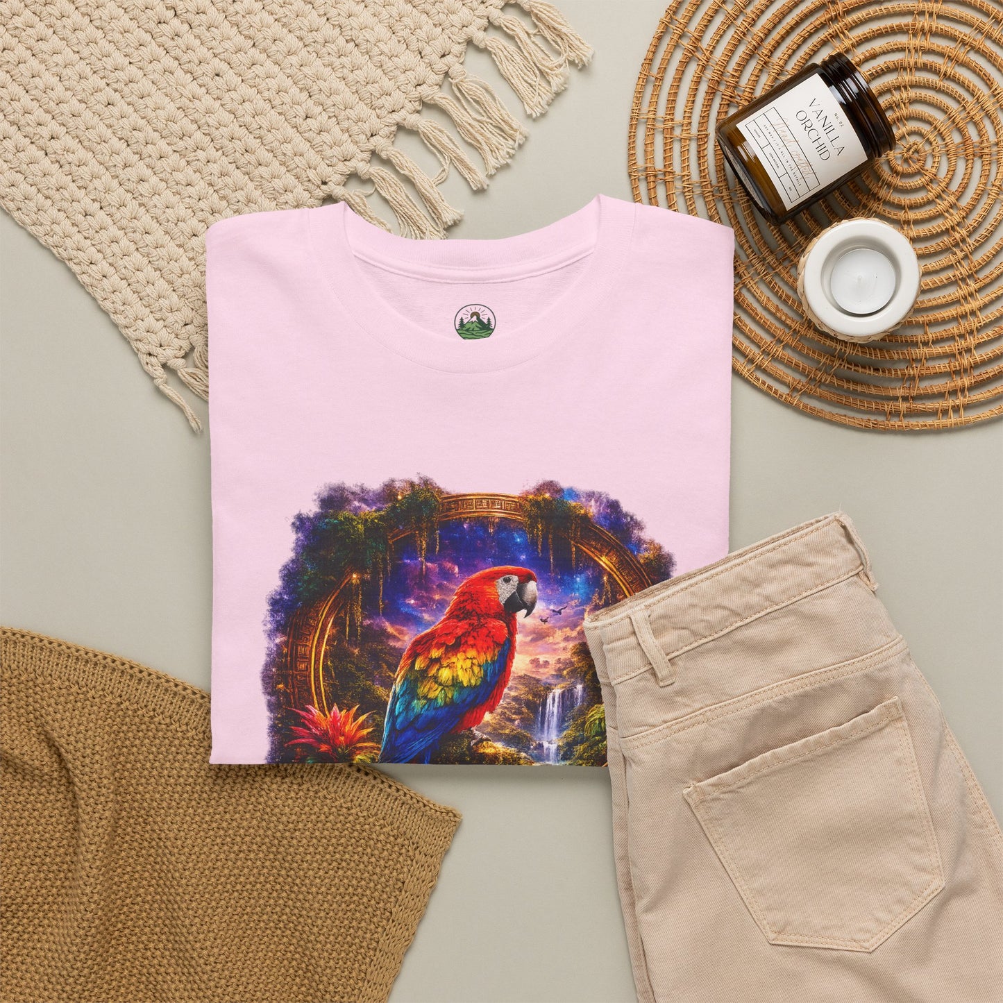 Scarlet Macaw T-Shirt – Tropical Rainforest Cosmic Design | Exotic Bird Wildlife Tee