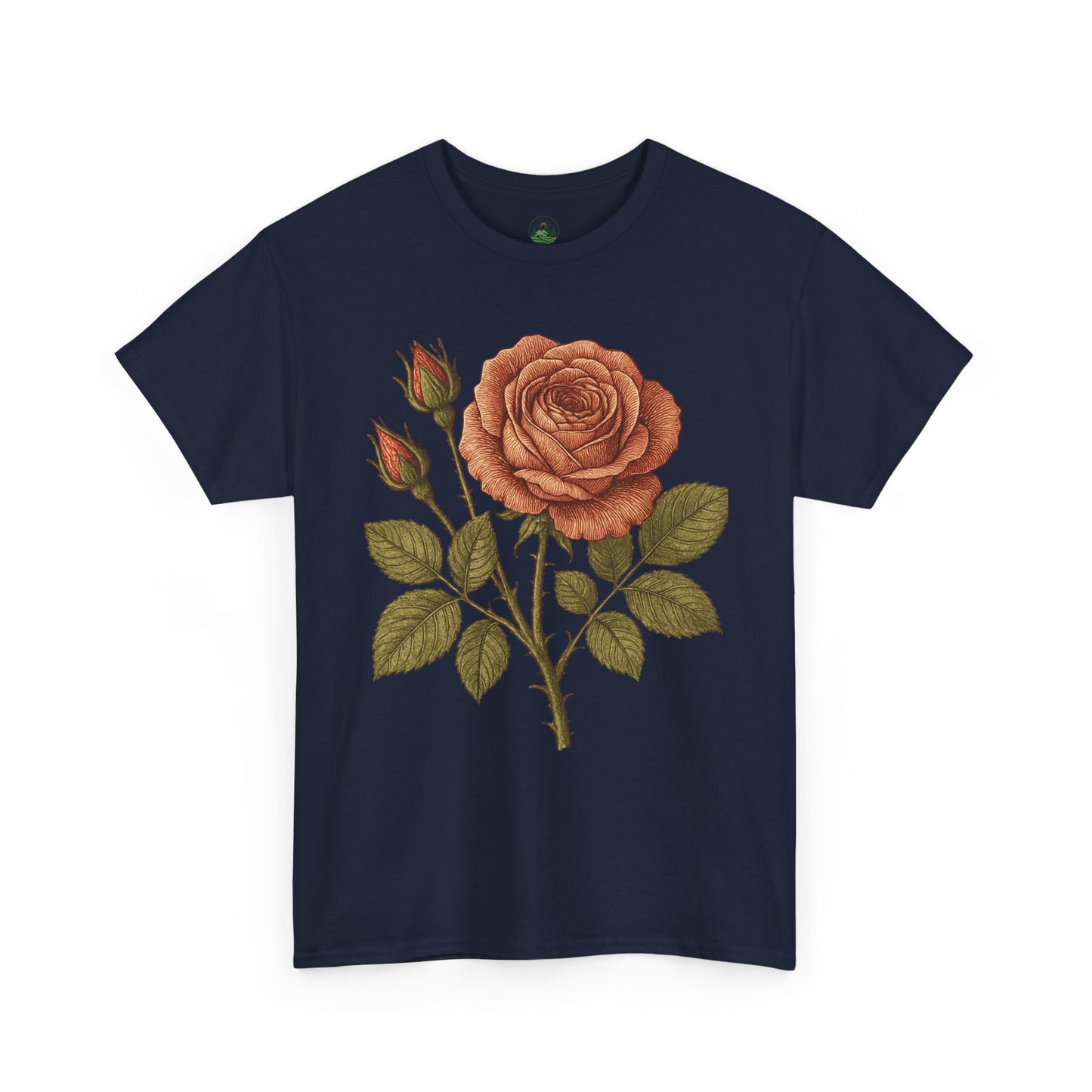 Vintage Botanical Rose T-Shirt – Minimalist Floral Aesthetic Tee