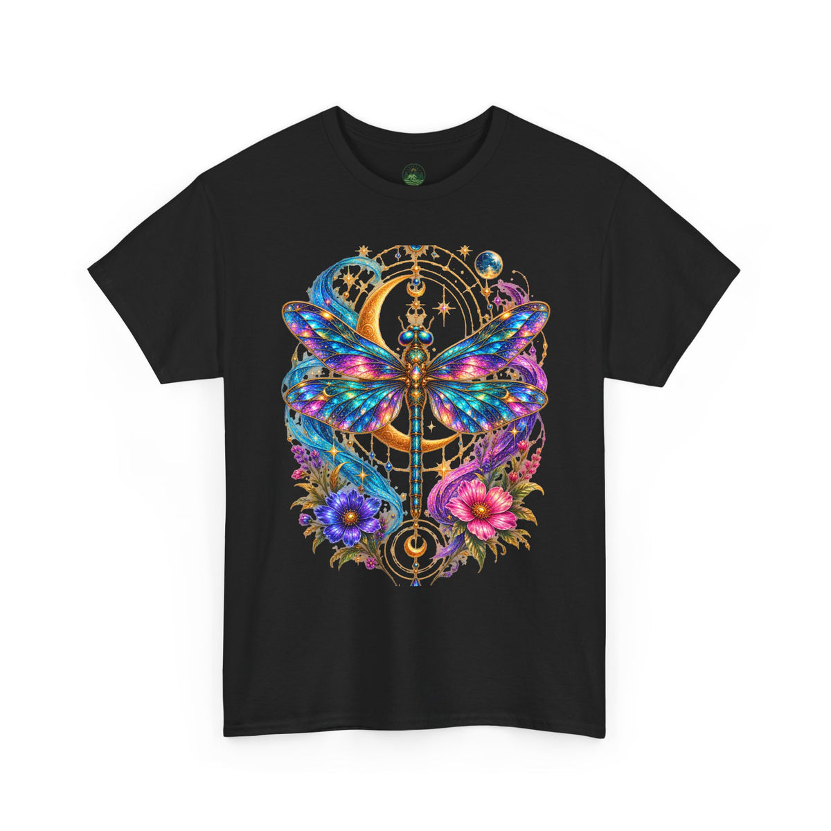 Celestial Dragonfly T-Shirt – Moon & Wildflower Nature Tee