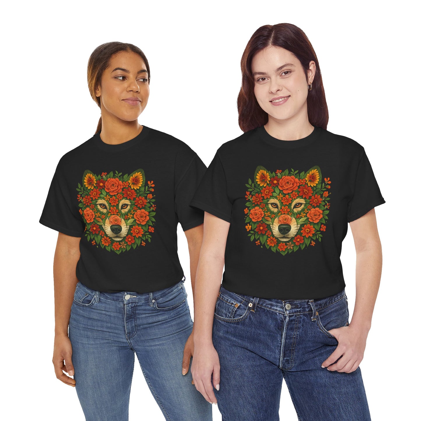 Floral Animal Portrait T-Shirt – Nature Art Aesthetic Tee