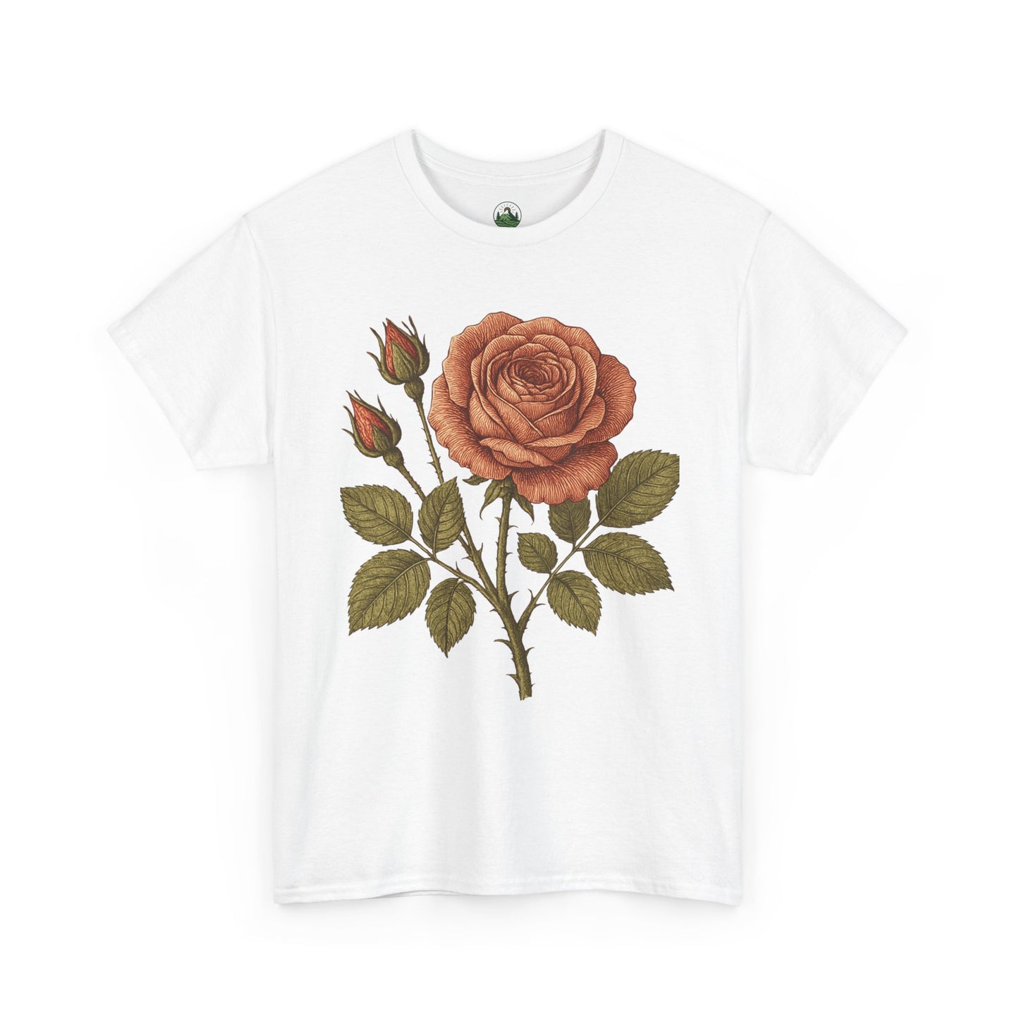 Vintage Botanical Rose T-Shirt – Minimalist Floral Aesthetic Tee