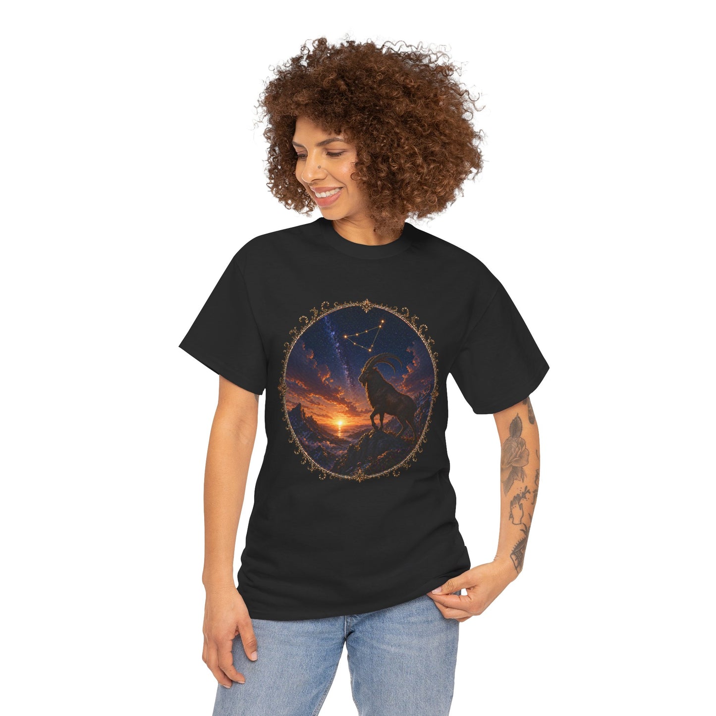 Capricorn Zodiac T-Shirt – Mountain Goat Ambition Design | Minimal Power Astrology Tee