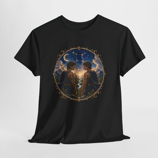 Gemini Zodiac T-Shirt – Dual Energy Twins Design | Astrology & Cosmic Nature Tee