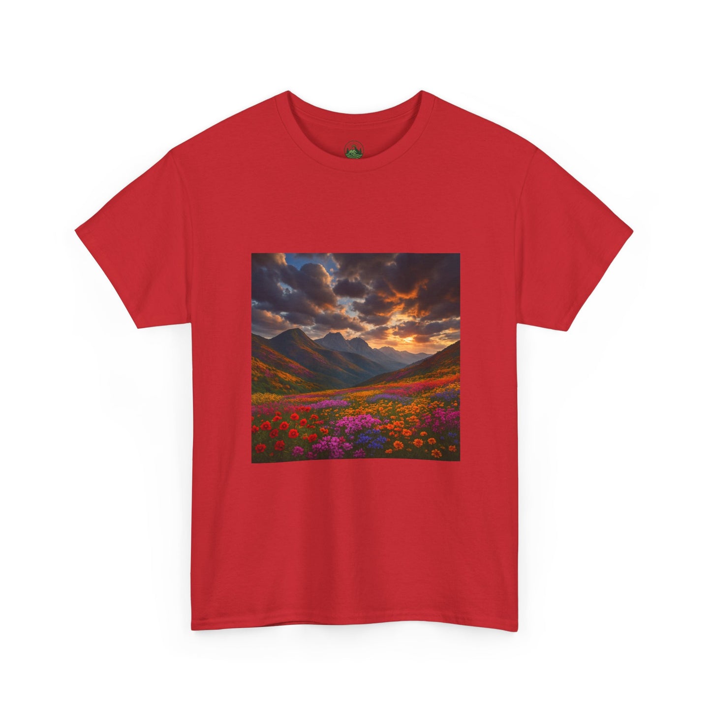 Wildflower Mountain Landscape T-Shirt – Minimalist Nature Graphic Tee