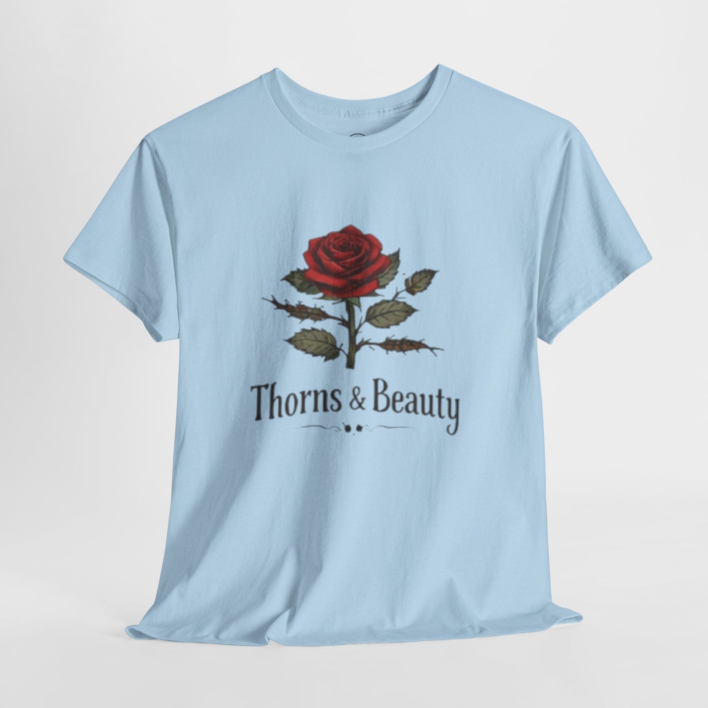 Thorns & Beauty Rose T-Shirt – Minimalist Floral Graphic Tee, Aesthetic Rose Design, Elegant Botanical Shirt
