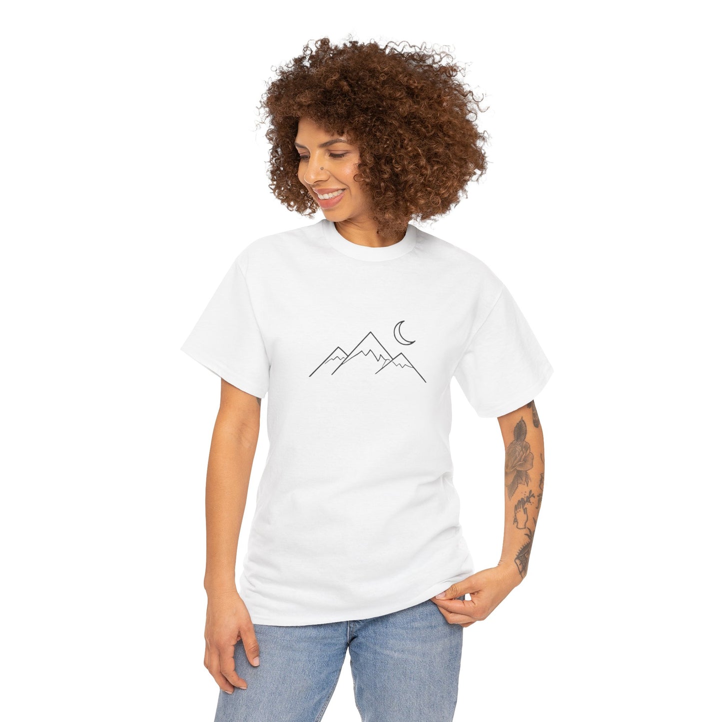 Mountain Moon T-Shirt – Minimalist Nature Night Aesthetic Tee