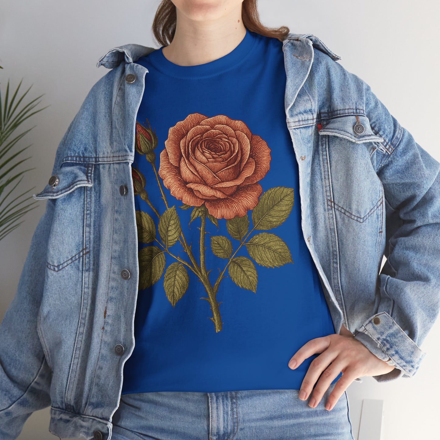 Vintage Botanical Rose T-Shirt – Minimalist Floral Aesthetic Tee
