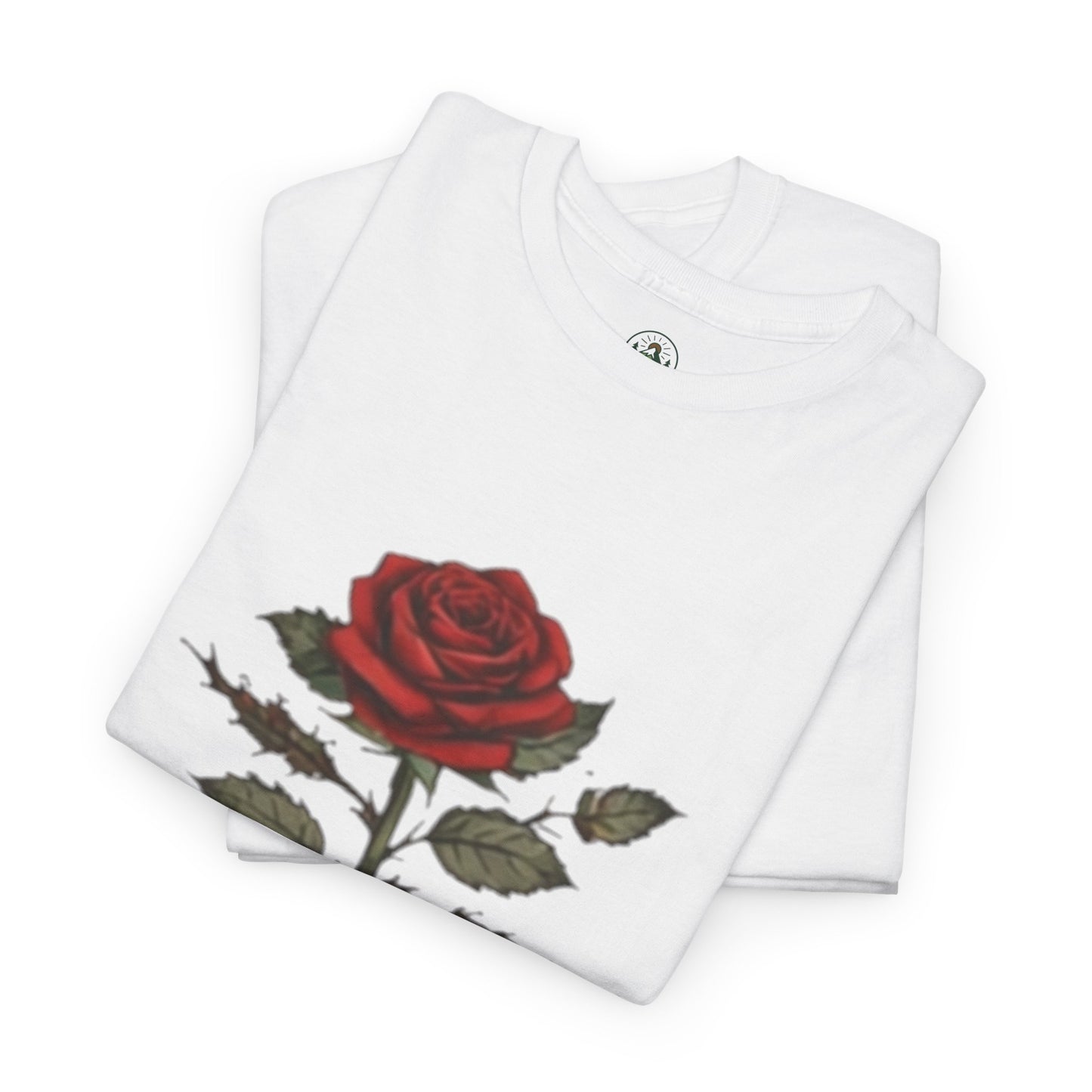 Thorns & Beauty Rose T-Shirt – Minimalist Floral Graphic Tee, Aesthetic Rose Design, Elegant Botanical Shirt