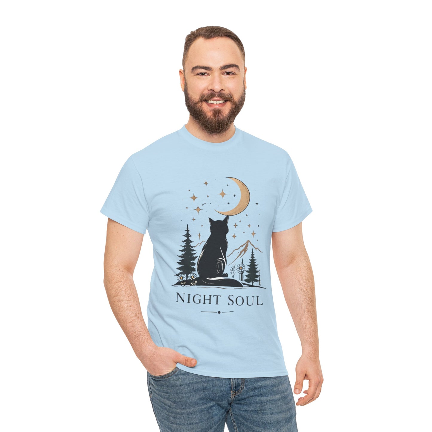 Black Cat Moon T-Shirt – Night Soul Aesthetic Tee, Minimalist Cat Lover Shirt