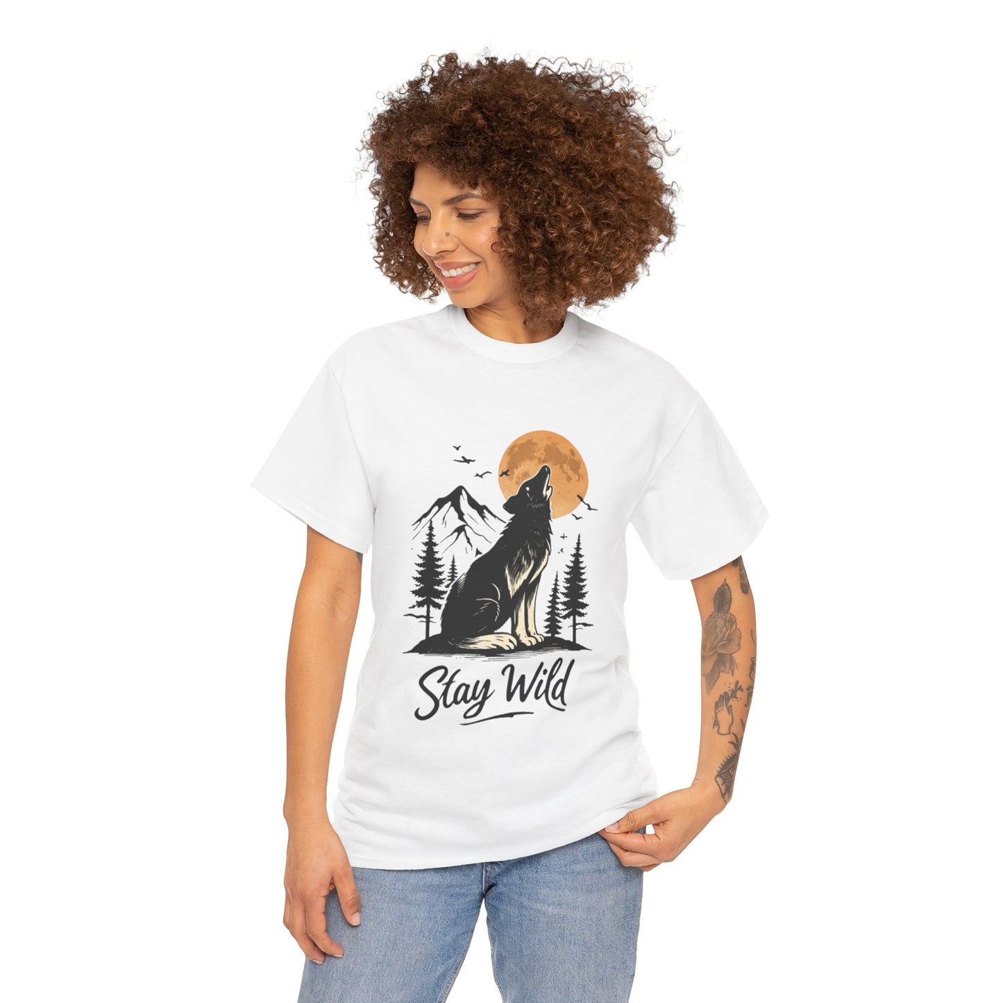 Howling Wolf Stay Wild Shirt – Aesthetic Nature Tee for Outdoor Lovers & Adventure Souls