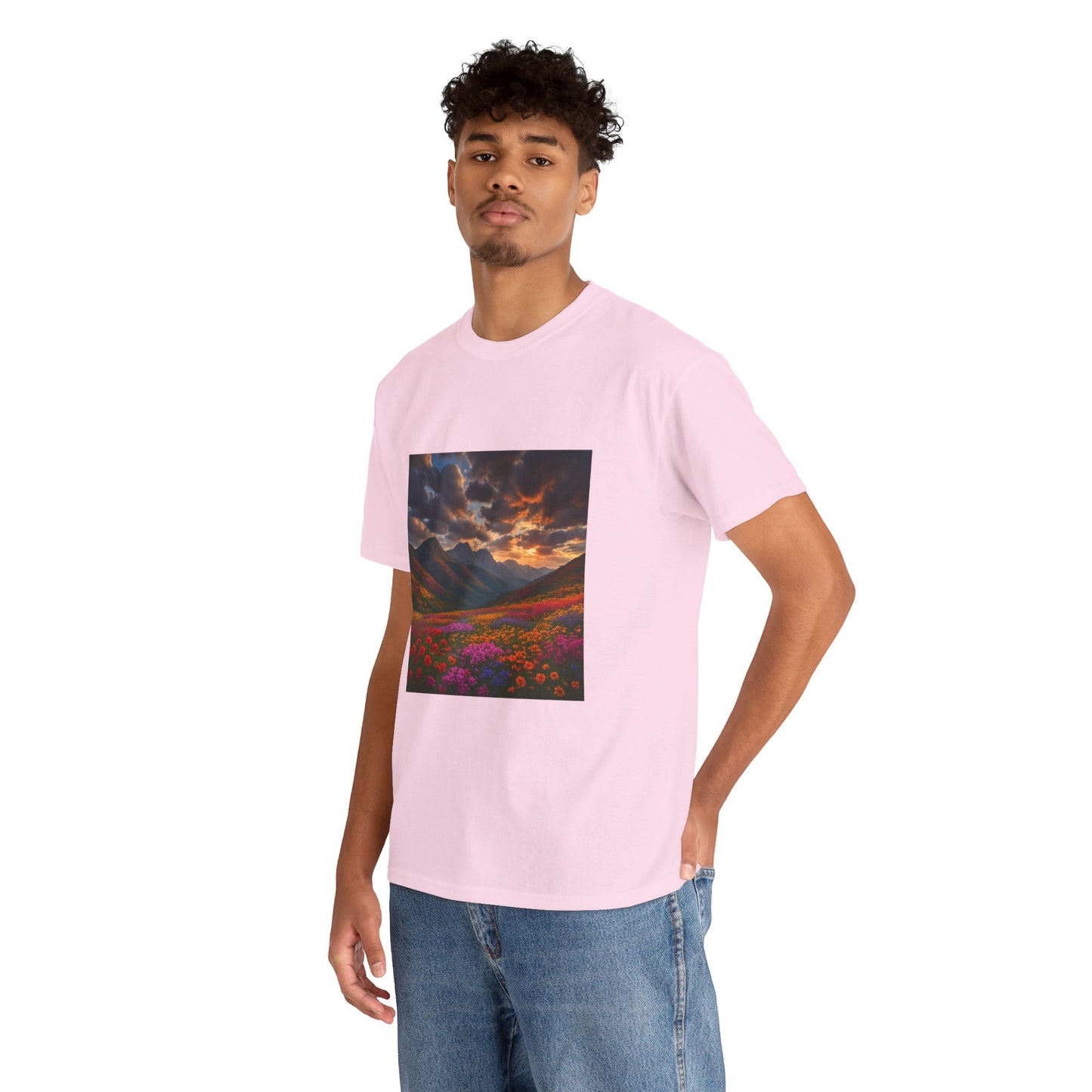 Wildflower Mountain Landscape T-Shirt – Minimalist Nature Graphic Tee