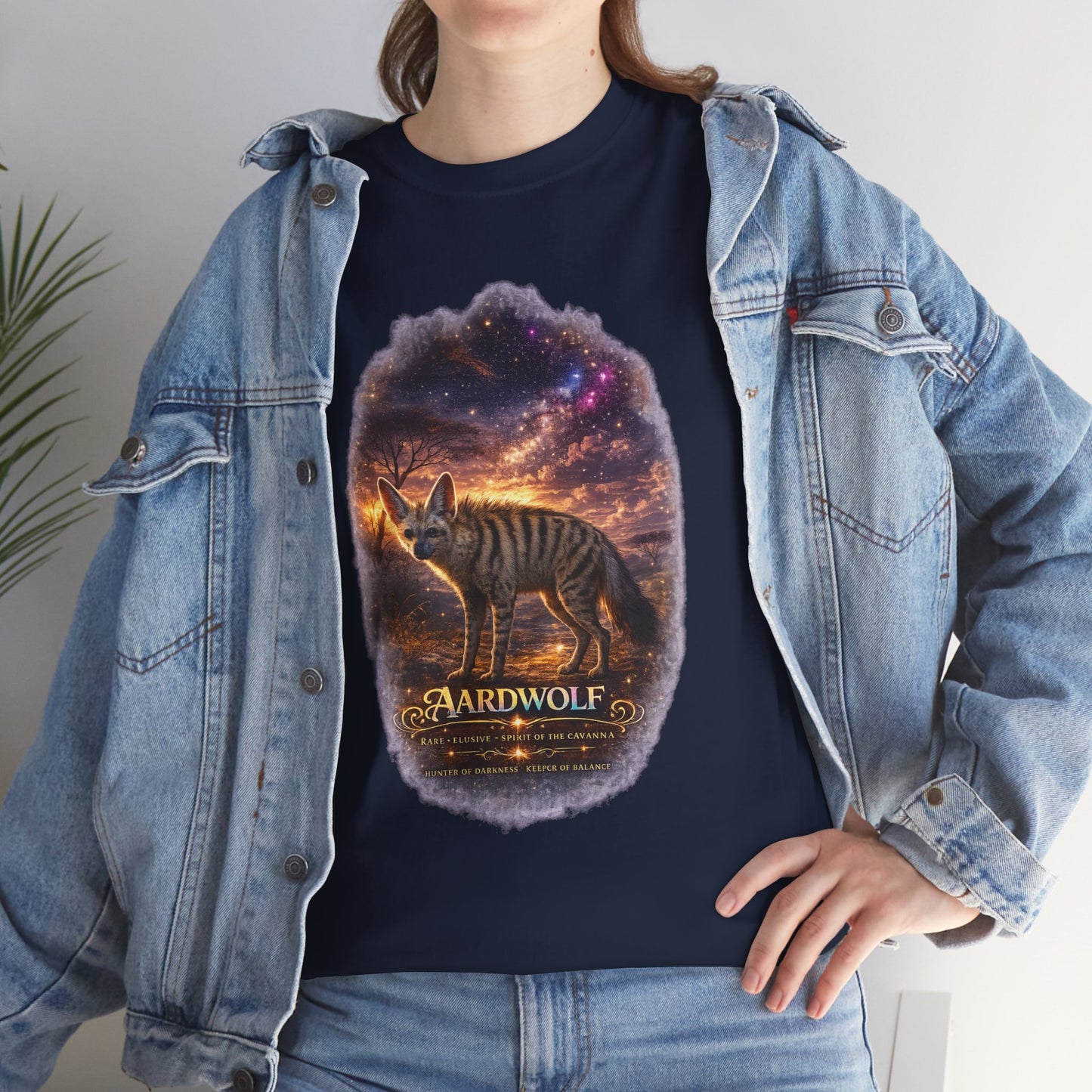 Aardwolf T-Shirt – Mystic Night Wildlife Design | Rare Cosmic Animal Graphic Tee