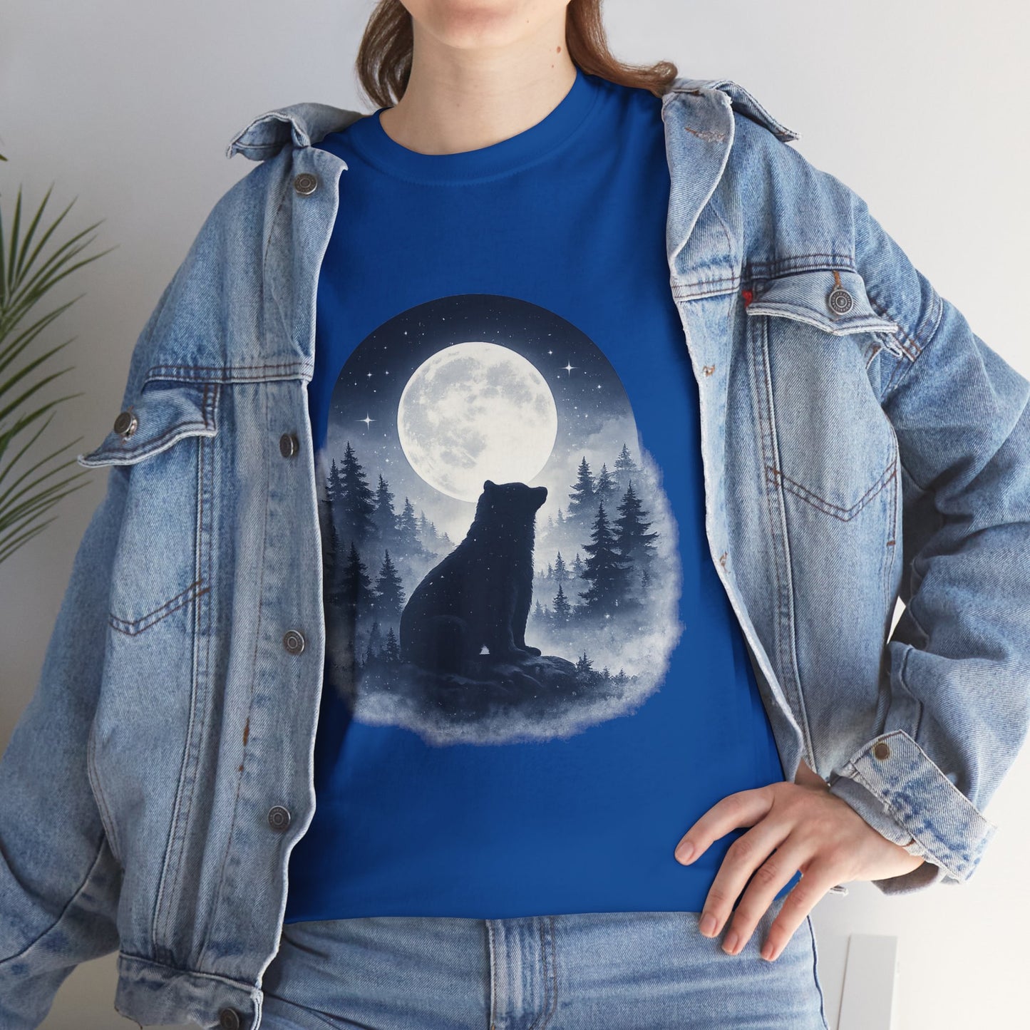 Mystic Bear Silhouette T-Shirt – Minimalist Nature Graphic Tee, Forest Spirit Design, Wildlife Lover Shirt