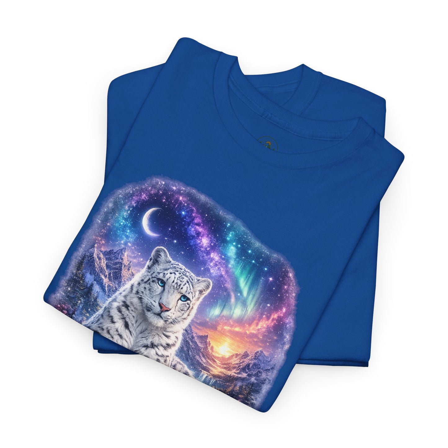 Snow Leopard T-Shirt – Mystic Mountain Wildlife Design | Cosmic Big Cat Graphic Tee