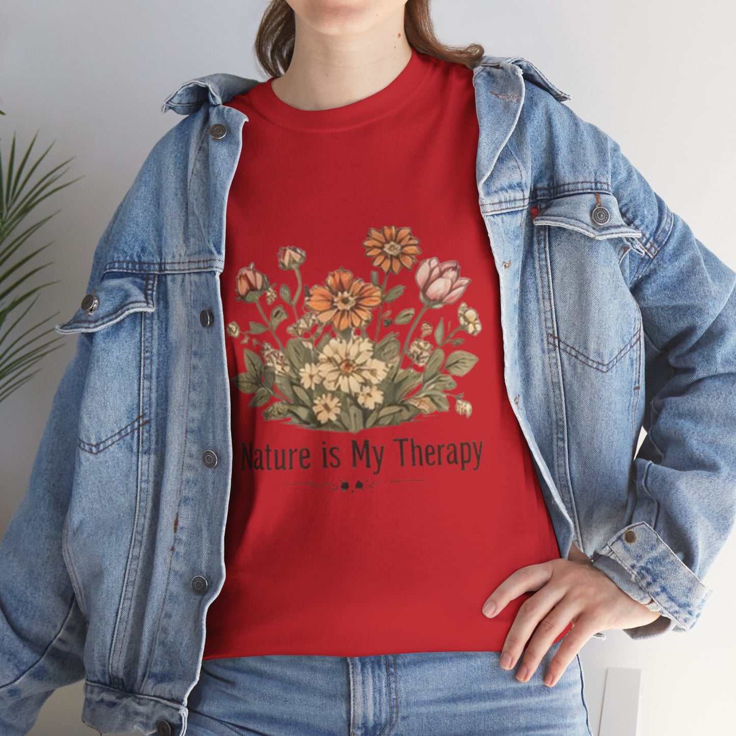 Nature Is My Therapy T-Shirt - Minimalist Floral Design Tee