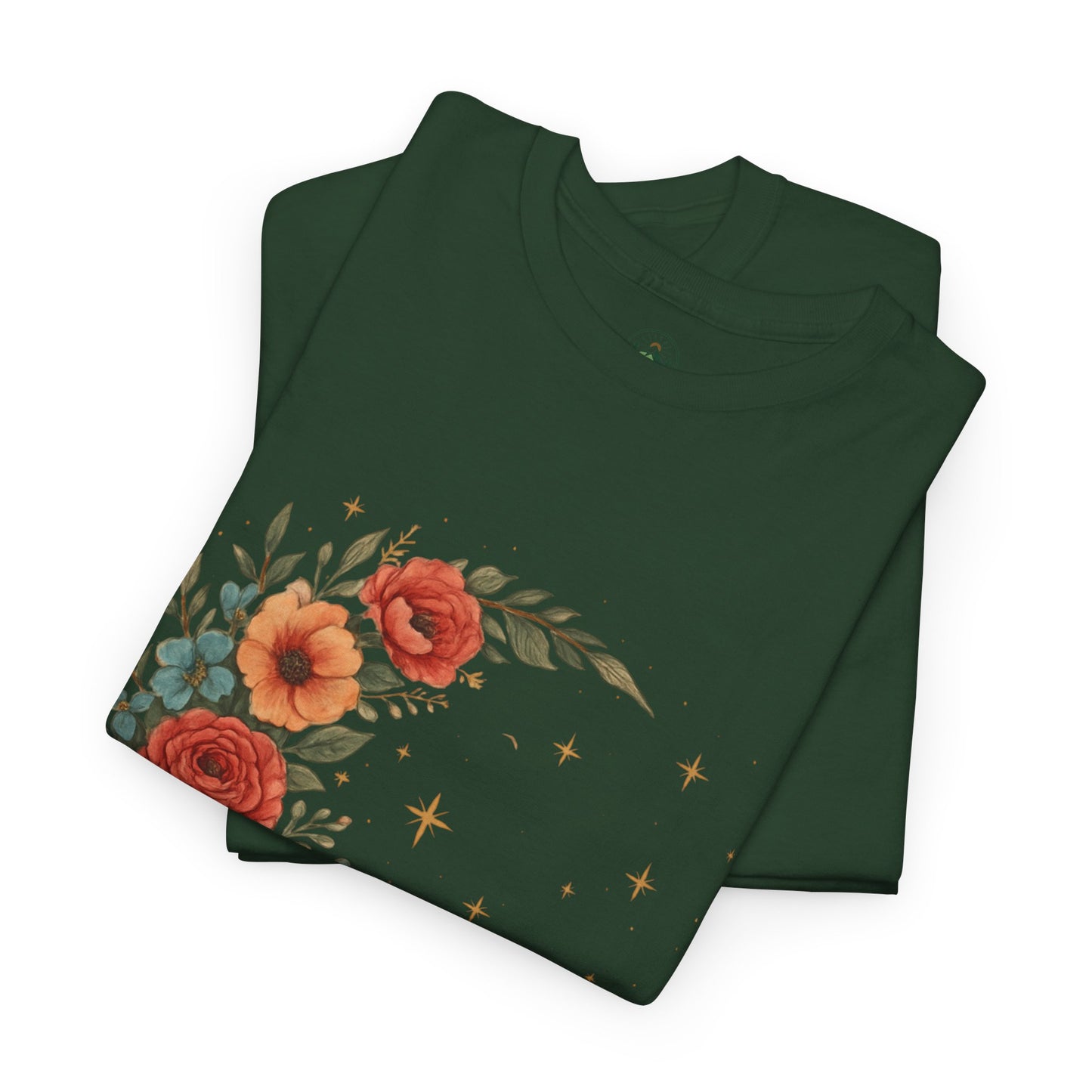 Floral Crescent Moon T-Shirt – Boho Nature Aesthetic Tee