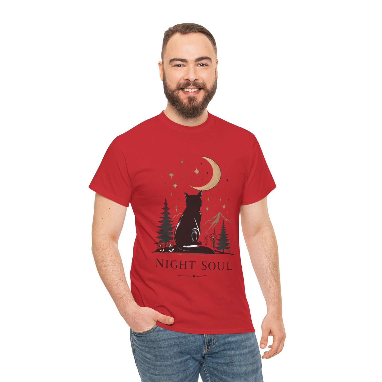 Black Cat Moon T-Shirt – Night Soul Aesthetic Tee, Minimalist Cat Lover Shirt