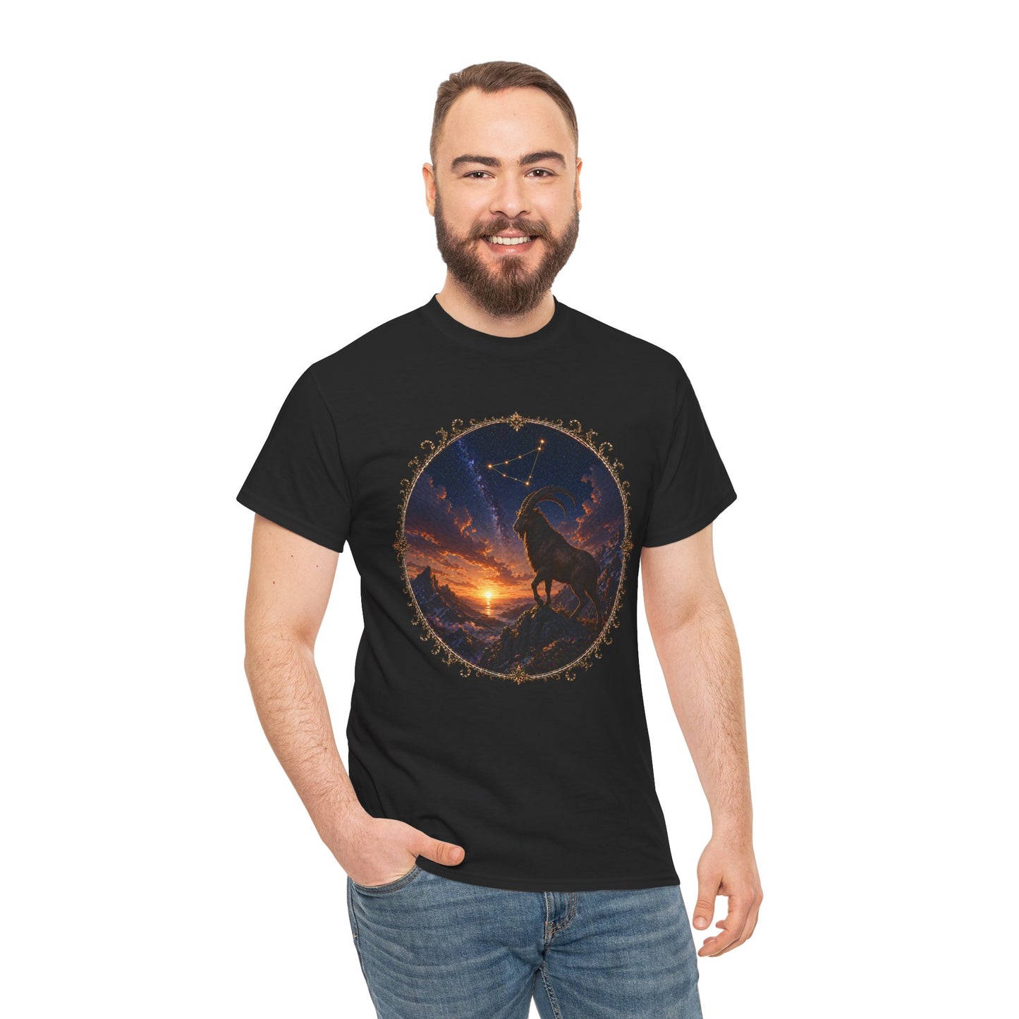 Capricorn Zodiac T-Shirt – Mountain Goat Ambition Design | Minimal Power Astrology Tee