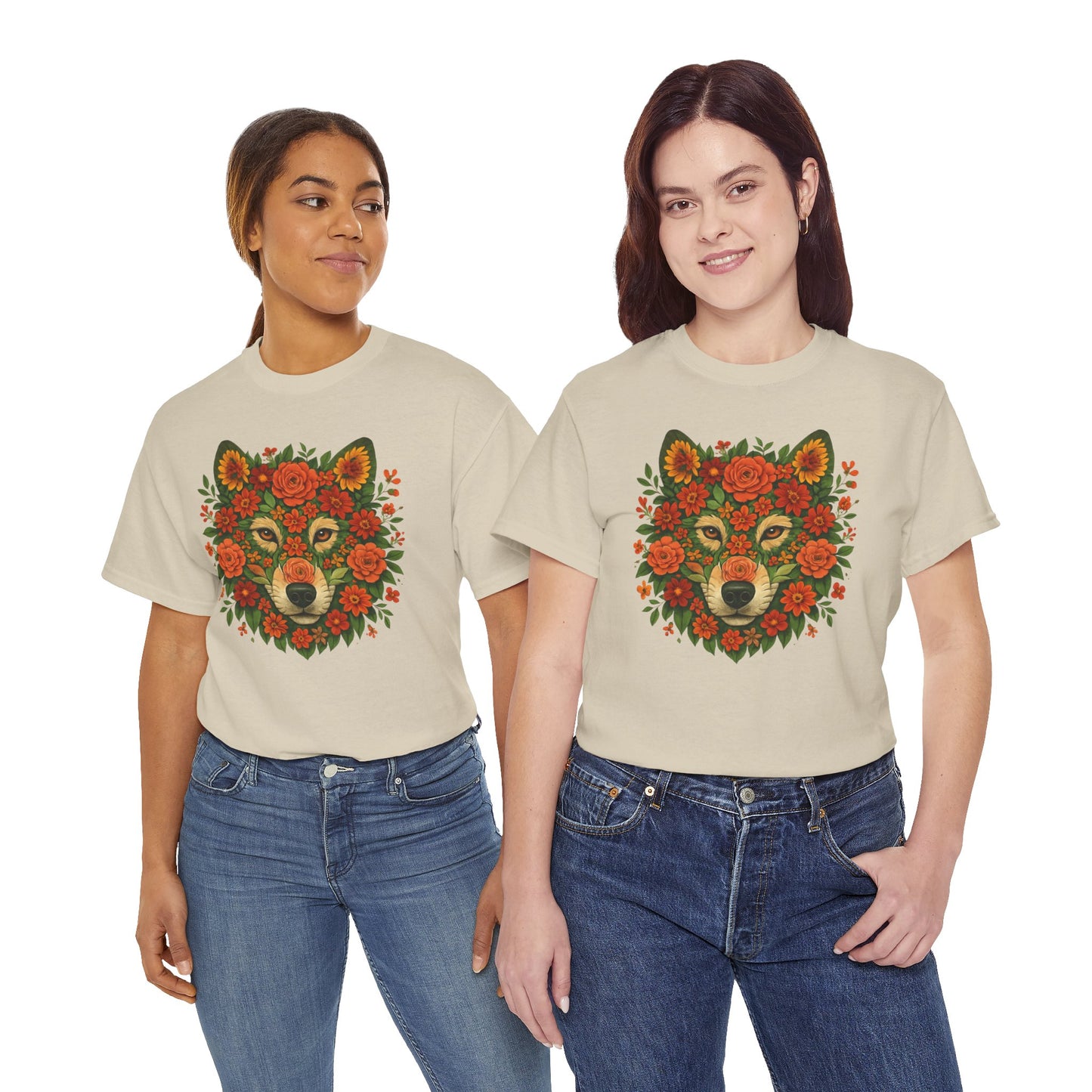 Floral Animal Portrait T-Shirt – Nature Art Aesthetic Tee