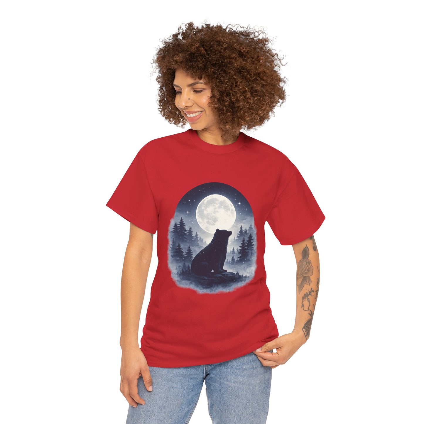 Mystic Bear Silhouette T-Shirt – Minimalist Nature Graphic Tee, Forest Spirit Design, Wildlife Lover Shirt