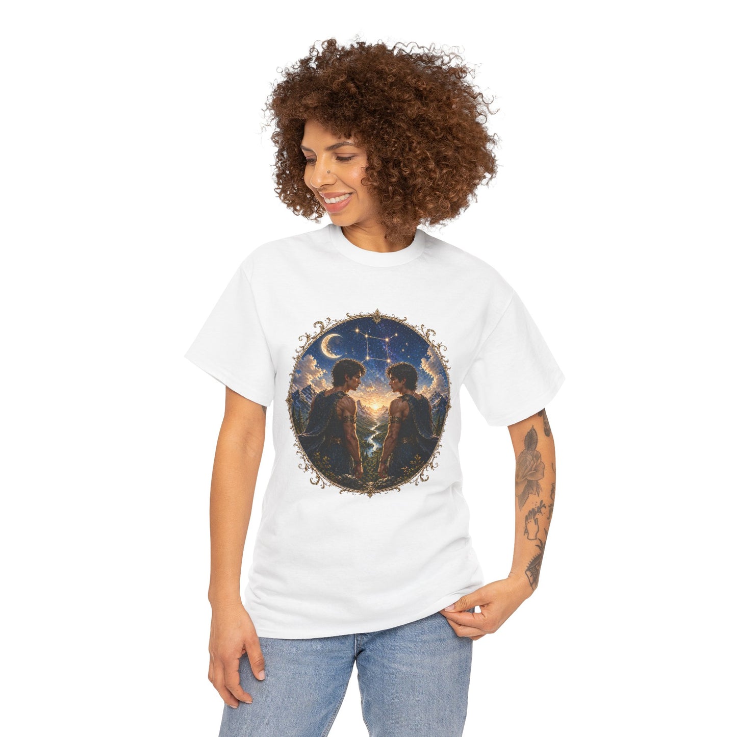 Gemini Zodiac T-Shirt – Dual Energy Twins Design | Astrology & Cosmic Nature Tee