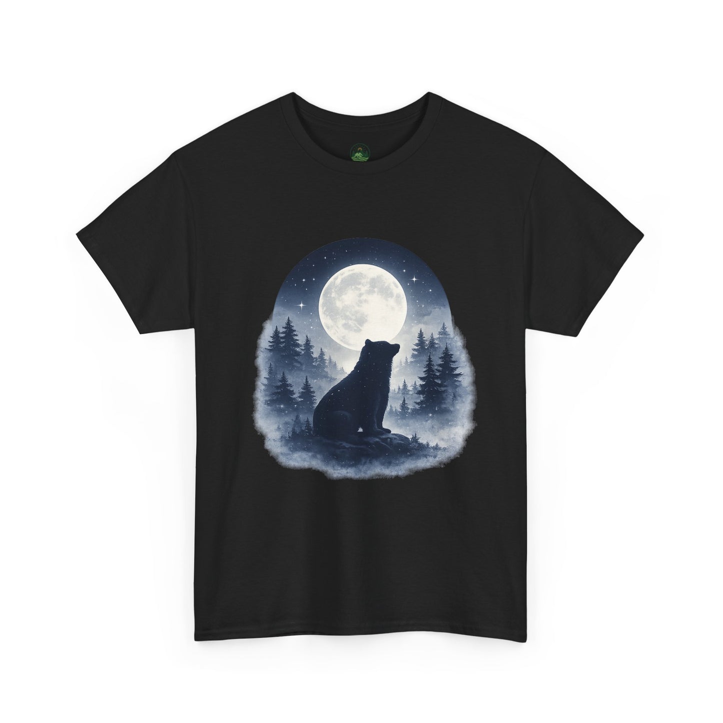Mystic Bear Silhouette T-Shirt – Minimalist Nature Graphic Tee, Forest Spirit Design, Wildlife Lover Shirt