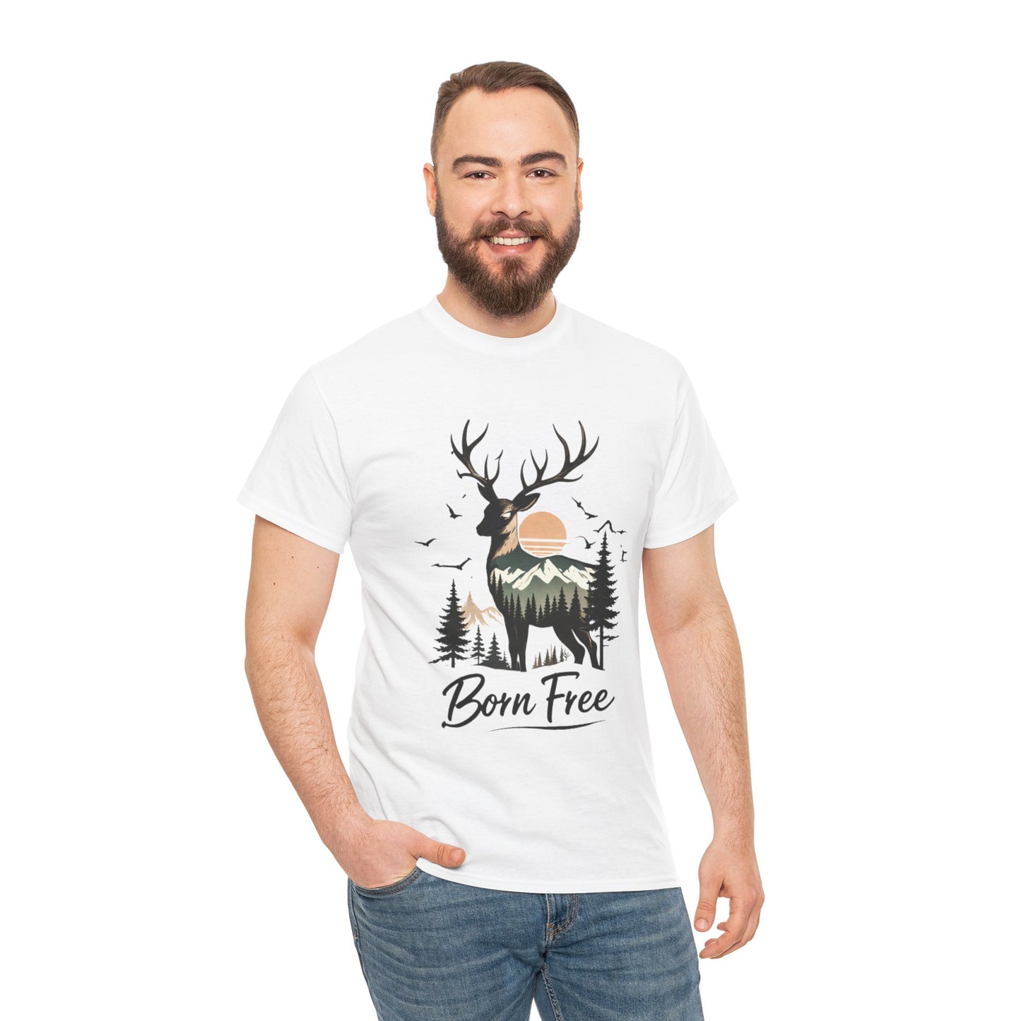 Minimalist Deer Nature T-Shirt – Forest Wildlife Graphic Tee, Calm Aesthetic Shirt