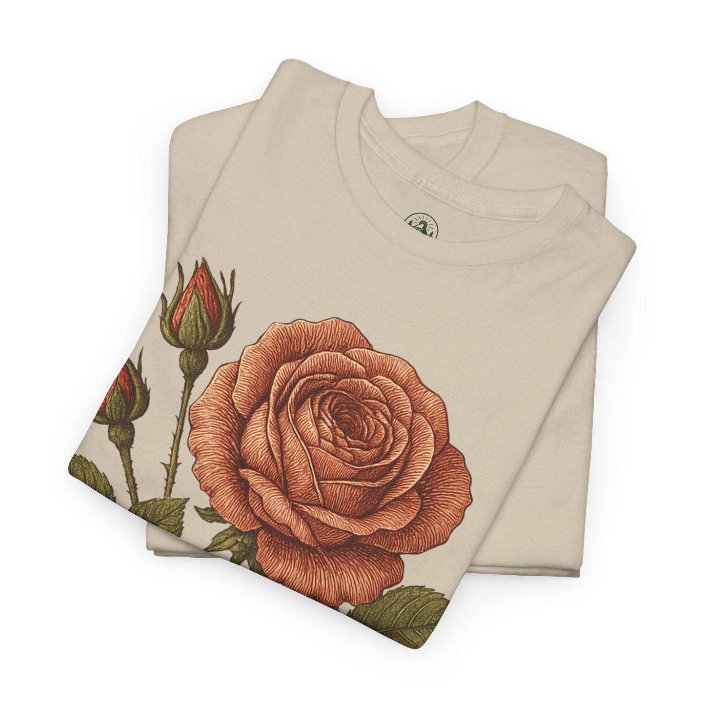 Vintage Botanical Rose T-Shirt – Minimalist Floral Aesthetic Tee