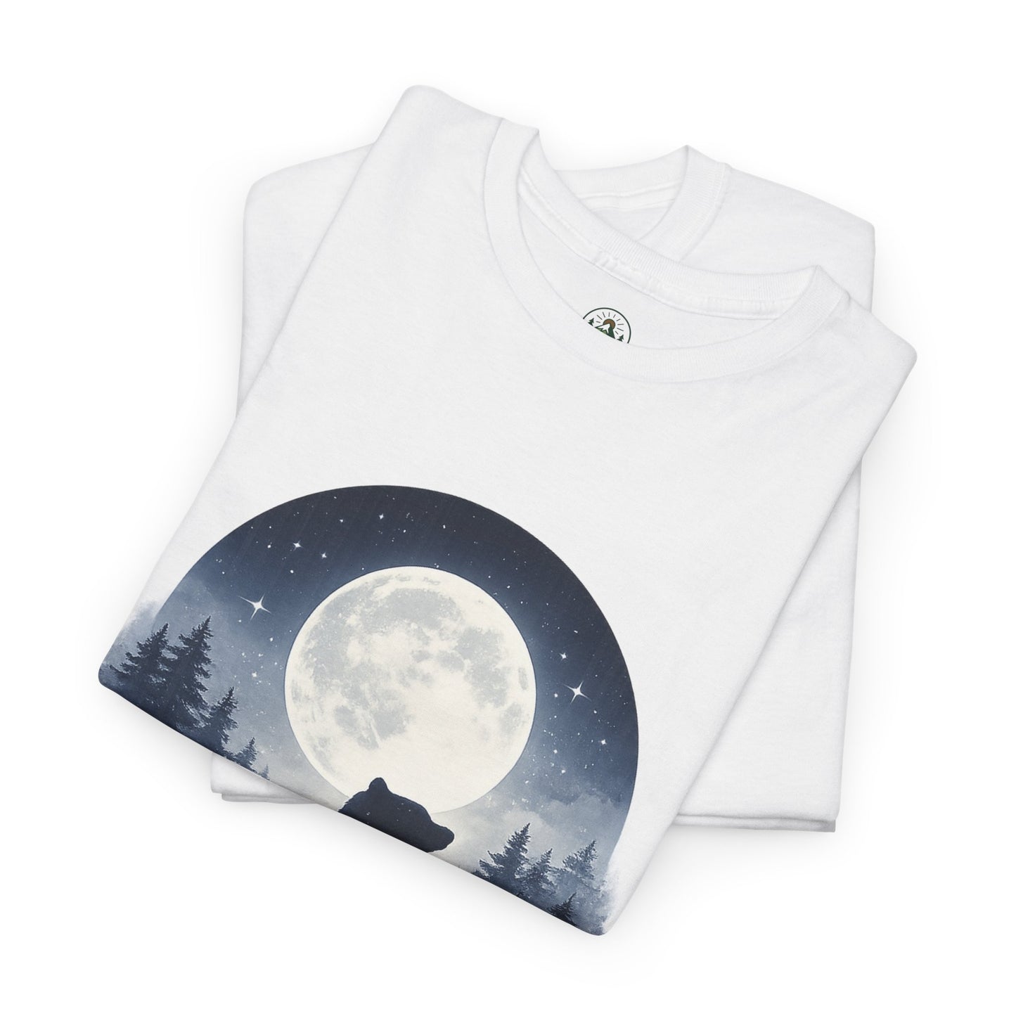 Mystic Bear Silhouette T-Shirt – Minimalist Nature Graphic Tee, Forest Spirit Design, Wildlife Lover Shirt